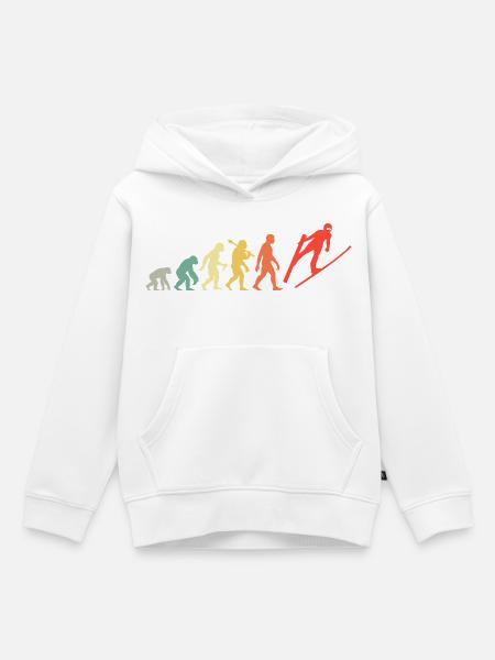 Retro Skispringen Evolution Skispringer Im Flug - Kinder Premium Organic Hoodie - Weiß