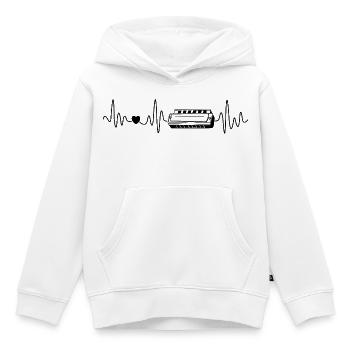 Mundharmonika Herzschlag Mundharmonikaspieler - Kinder Premium Organic Hoodie - Weiß - Vorne - AI Model Kid Female (0cm)