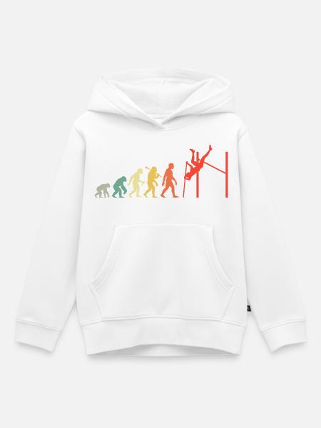 Retro Stabhochspung Evolution Leichtathletik Fans - Kinder Premium Organic Hoodie - Weiß