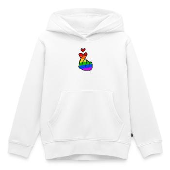 Regenbogen Herz Liebe Frieden Leidenschaft - Kinder Premium Organic Hoodie - Weiß - Vorne - AI Model Kid Female (0cm)