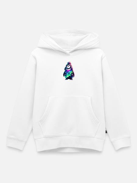 Aurora Borealis Pinguin - Kinder Premium Organic Hoodie - Weiß
