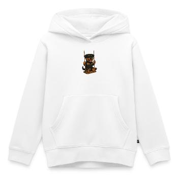 Cute cartoon Rottweiler on swing swings - Kids Premium Organic Hoodie - white - Front - AI Model Kid Female (0cm)