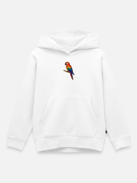 Bunter Papagei Patchwork - Kinder Premium Organic Hoodie - Weiß