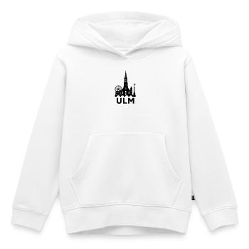 Silhouette d’Ulm - Sweat Premium à capuche enfant bio - blanc - Devant - AI Model Kid Female (0cm)