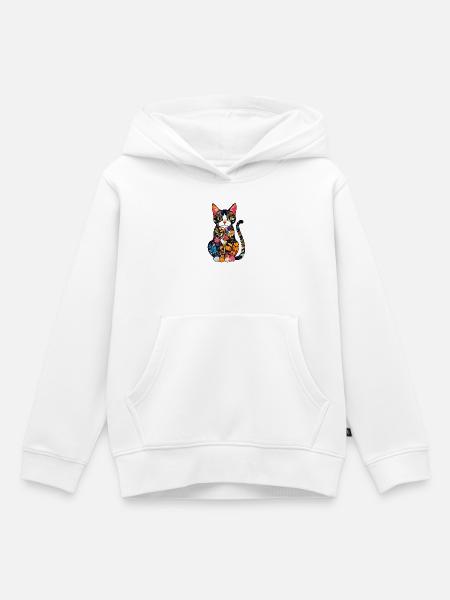 Blütenkatze Farbexplosion - Kinder Premium Organic Hoodie - Weiß