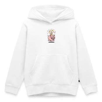 Pluie de pièces de tirelire - Sweat Premium à capuche enfant bio - blanc - Devant - AI Model Kid Female (0cm)