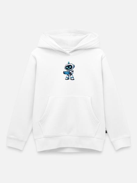 Kleiner Roboter mit Tablet - Kinder Premium Organic Hoodie - Weiß
