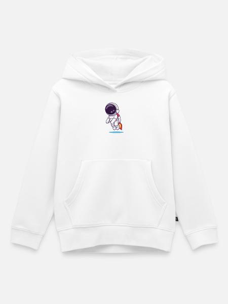 Winziger Astronauten-Raketen-Dash - Kinder Premium Organic Hoodie - Weiß
