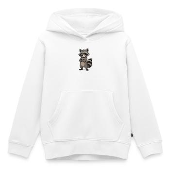 Dessin animé de raton laveur confiant - Sweat Premium à capuche enfant bio - blanc - Devant - AI Model Kid Female (0cm)
