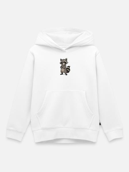 Selbstbewusster Waschbär Cartoon - Kinder Premium Organic Hoodie - Weiß