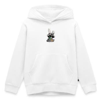 Snuggles der Waschbär im Hasenkostüm mit Möhre - Kinder Premium Organic Hoodie - Weiß - Vorne - AI Model Kid Female (0cm)