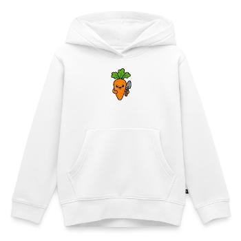 Karotte mit Gartenschaufel Cartoon - Kinder Premium Organic Hoodie - Weiß - Vorne - AI Model Kid Female (0cm)