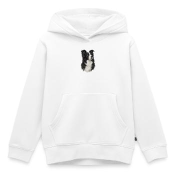 Border Collie Porträt – Schwarz-weißer Hund - Kinder Premium Organic Hoodie - Weiß - Vorne - AI Model Kid Female (0cm)