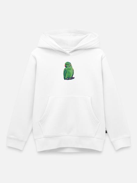 Kölner Halsbandsittich Risograph - Kinder Premium Organic Hoodie - Weiß
