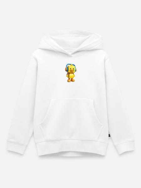 Voxelente mit Kopfhörern - Kinder Premium Organic Hoodie - Weiß