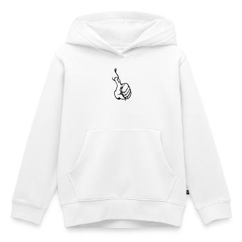 Angler Thumbs up Nokidding Logo - Sweat Premium à capuche enfant bio - blanc - Devant - AI Model Kid Female (0cm)
