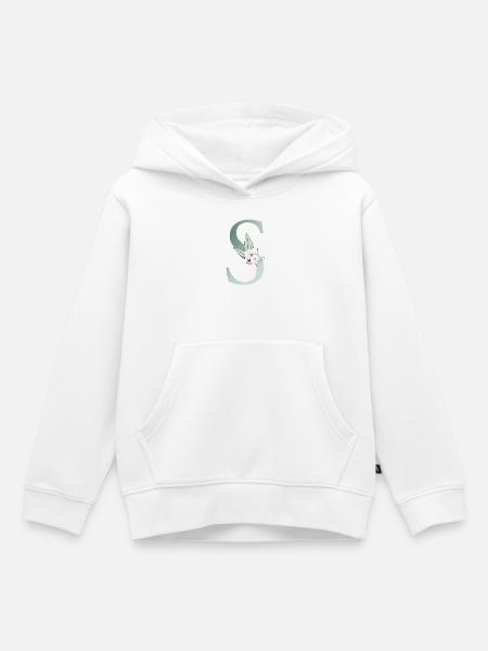 S Monogramm, Floral, personalisierbar - Kinder Premium Organic Hoodie - Weiß