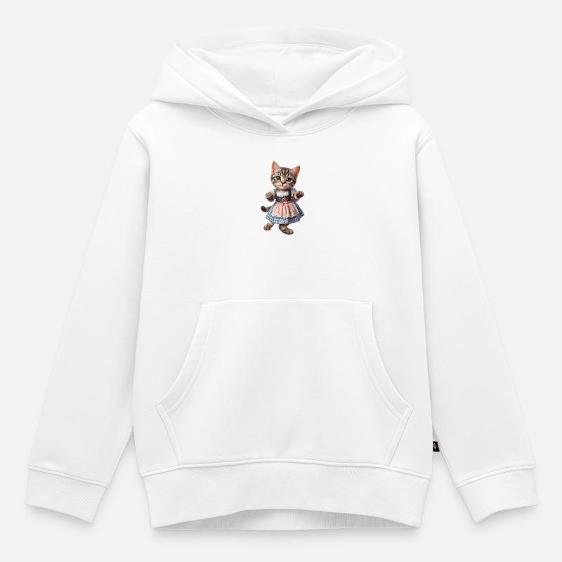 Chat traditionnel - Sweat Premium à capuche enfant bio - blanc