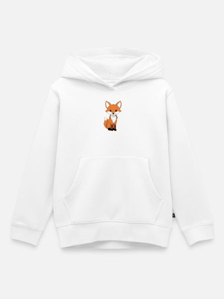 Niedlicher Fuchskarikatur-Print - Kinder Premium Organic Hoodie - Weiß