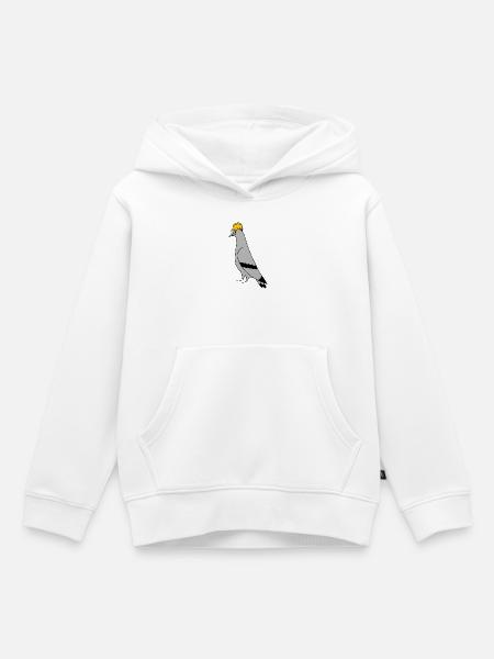 Pigeon Construction Helmet – Minimal Illustration - Kinder Premium Organic Hoodie - Weiß