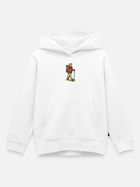 Abenteuerlicher Wanderer mit Rucksack - Kinder Premium Organic Hoodie - Weiß