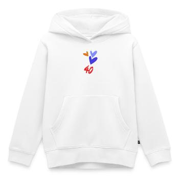 40. 40 ANS. 40e ANNIVERSAIRE. ANNIVERSAIRE 40 ANS. - Sweat Premium à capuche enfant bio - blanc - Devant - AI Model Kid Female (0cm)