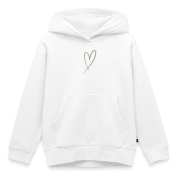 Cœur de Greige Une Ligne | Conception minimale - Sweat Premium à capuche enfant bio - blanc - Devant - AI Model Kid Female (0cm)