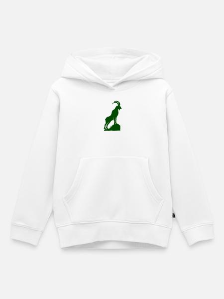 Steinbock-Silhouette auf Fels - Kinder Premium Organic Hoodie - Weiß
