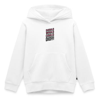 Devrait, voudrait, aurait pu, avait fait motivation - Sweat Premium à capuche enfant bio - blanc - Devant - AI Model Kid Female (0cm)