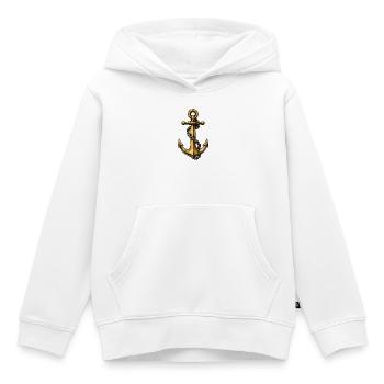Ancre dorée avec chaîne rétro - Sweat Premium à capuche enfant bio - blanc - Devant - AI Model Kid Female (0cm)