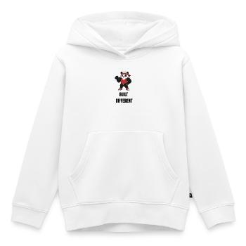 built different - Kids Premium Organic Hoodie - white - Front - AI Model Kid Female (0cm)