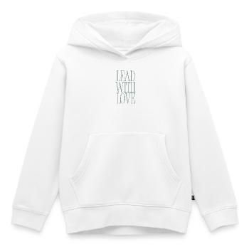 Typographie en Héros avec Amour - Sweat Premium à capuche enfant bio - blanc - Devant - AI Model Kid Female (0cm)