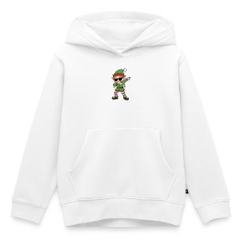 Lutin Dab Noël Chic - Sweat Premium à capuche enfant bio - blanc - Devant - AI Model Kid Female (0cm)