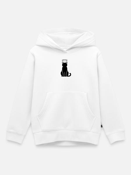 Schwarze Katzensilhouette mit Dornenkrone - Kinder Premium Organic Hoodie - Weiß