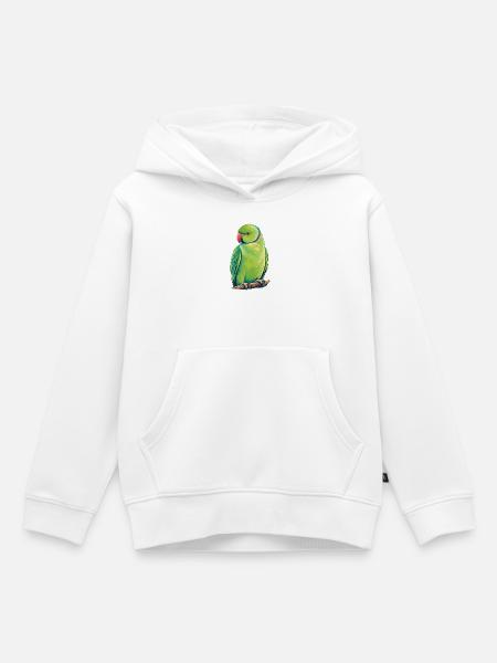 Kölner Halsbandsittich Retro - Kinder Premium Organic Hoodie - Weiß
