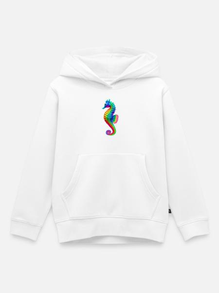 Seepferdchen (01) - Kinder Premium Organic Hoodie - Weiß