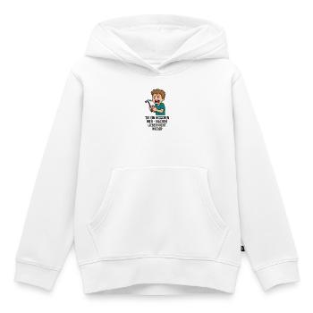 Blessé - Pas encore - Sweat Premium à capuche enfant bio - blanc - Devant - AI Model Kid Female (0cm)