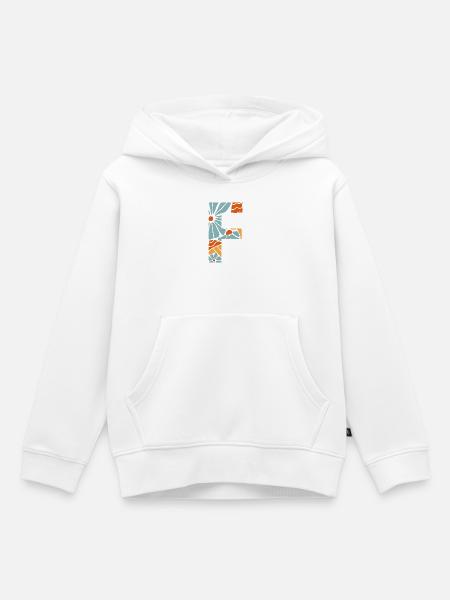 Buchstabe f groovige Blumen Geschenkidee - Kinder Premium Organic Hoodie - Weiß