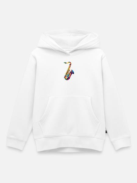 FarbSaxophon Kunstprint - Kinder Premium Organic Hoodie - Weiß