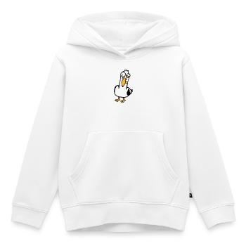 Verrückte Möwe Schielend Grimasse Wahnsinnig Vogel - Kinder Premium Organic Hoodie - Weiß - Vorne - AI Model Kid Female (0cm)