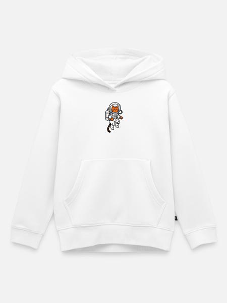 Katze im Weltraum - Kinder Premium Organic Hoodie - Weiß
