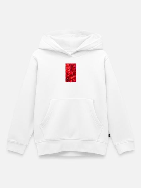 Herzen Muster Herz Rote Herzchen - Kinder Premium Organic Hoodie - Weiß