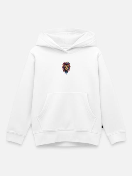 Prisma-Löwenkopf Farbenpracht - Kinder Premium Organic Hoodie - Weiß