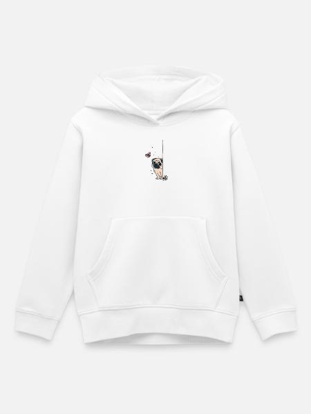 Mops mit Schmetterling - Kinder Premium Organic Hoodie - Weiß