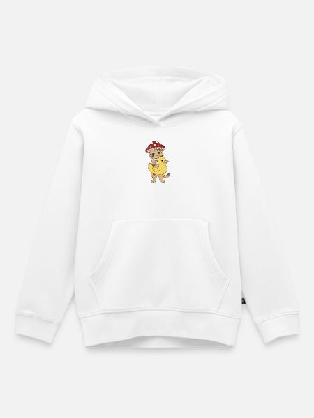 Süße Pilzkatze mit Ente - Kinder Premium Organic Hoodie - Weiß