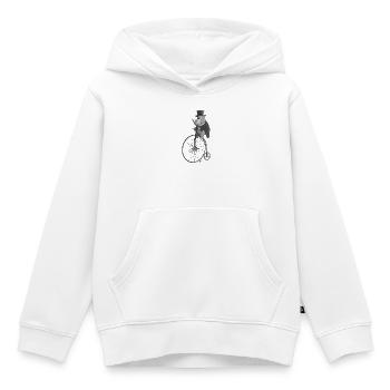 Drôle de cycliste - Sweat Premium à capuche enfant bio - blanc - Devant - AI Model Kid Female (0cm)