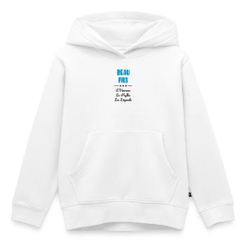 belle-fille / beau-fils / beau fils / belle fille - Sweat Premium à capuche enfant bio - blanc - Devant - AI Model Kid Female (0cm)