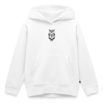 Blaugrün und Karmin Tiermaske auf Schwarz - Kinder Premium Organic Hoodie - Weiß - Vorne - AI Model Kid Female (0cm)