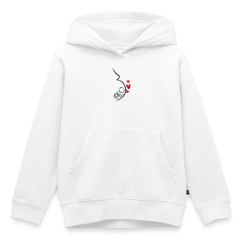 Bébé Ventre Grossesse Coeur Mère Enceinte - Sweat Premium à capuche enfant bio - blanc - Devant - AI Model Kid Female (0cm)