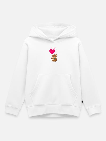 Teddybär mit Herz - Kinder Premium Organic Hoodie - Weiß
